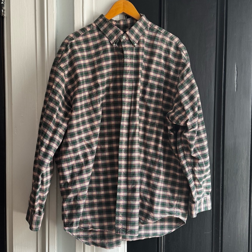 Ralph Lauren Green and Pink Plaid Button-Down Shirt Oxford button down